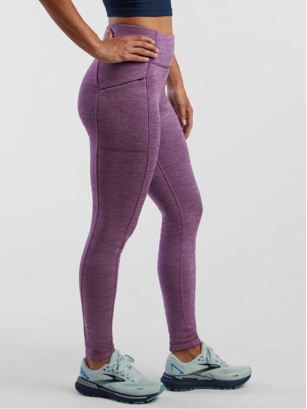 Title Nine Crash Fleece Lined Tights in Heathered Pink Berry